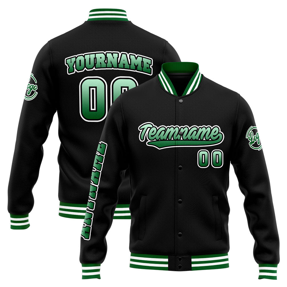 Custom Varsity Jacket Letterman jacket for Men, Women and Youth Green Black White enthsush
