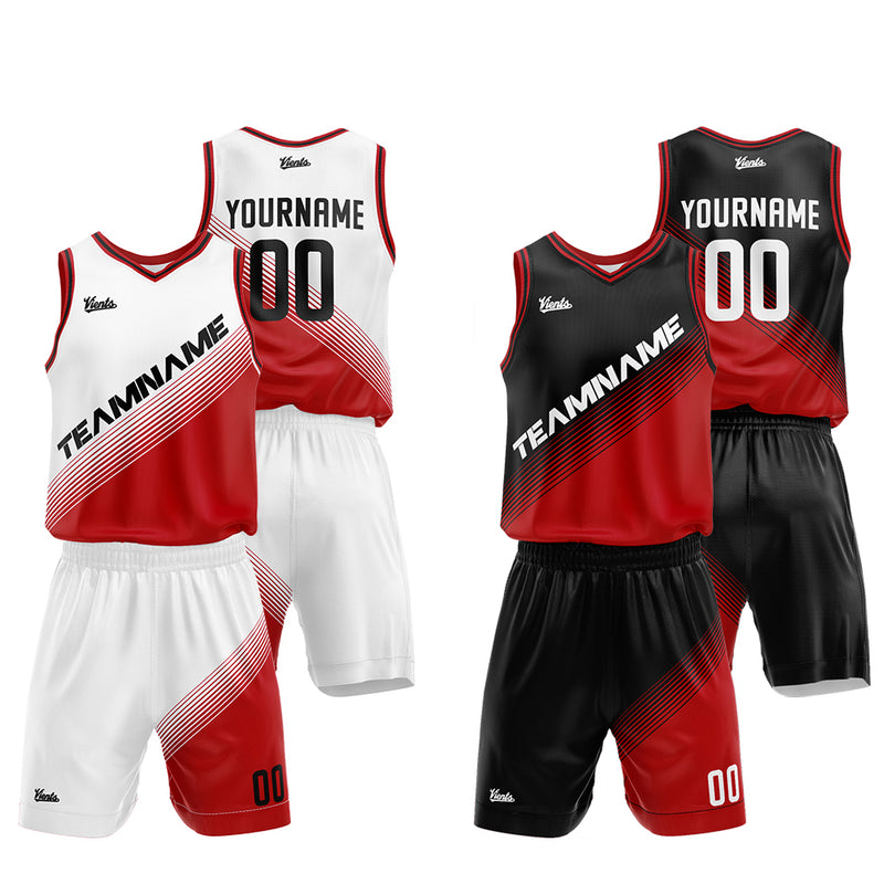 Custom Basketball Jersey Uniform Suit Printed Your Logo Name Number Black-Red