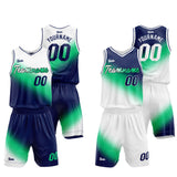 Custom Basketball Jersey Uniform Suit Printed Your Logo Name Number White-Green-Navy