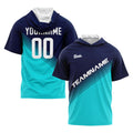 Custom Navy Teal Short Sleeve Hoodies for Men Women Shirts with Hoods Printed Name Logo enthsush