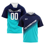 Custom Navy Teal Short Sleeve Hoodies for Men Women Shirts with Hoods Printed Name Logo