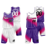 Custom Basketball Jersey Uniform Suit Printed Your Logo Name Number White-Hot Pink-Purple