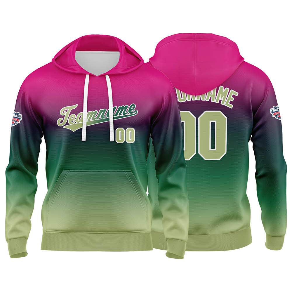 Custom Gradient Hoodie For Man Woman Girl Boy Print Your Logo Name Number Purple Green enthsush