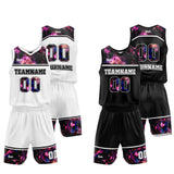 Custom Basketball Jersey Uniform Suit Printed Your Logo Name Number White-Black