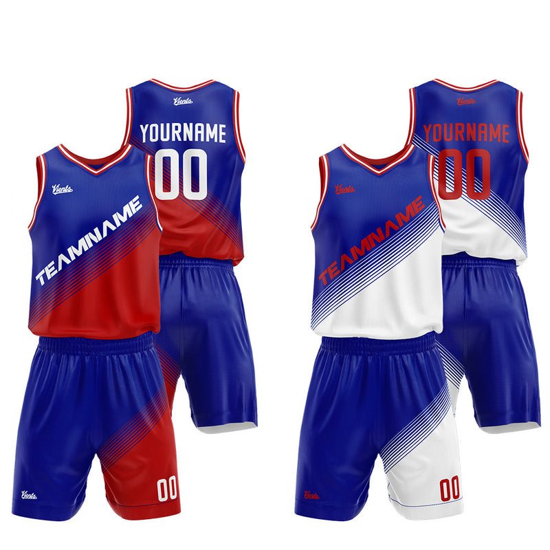 Custom Basketball Jersey Uniform Suit Printed Your Logo Name Number Red-Royal
