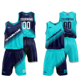Custom Basketball Jersey Uniform Suit Printed Your Logo Name Number Teal-Navy