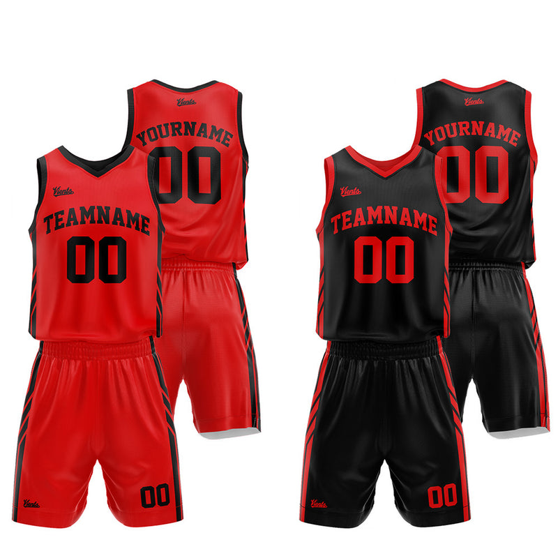 Custom Basketball Jersey Uniform Suit Printed Your Logo Name Number Red-Black
