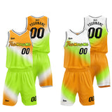 Custom Basketball Jersey Uniform Suit Printed Your Logo Name Number White-Green-Yellow