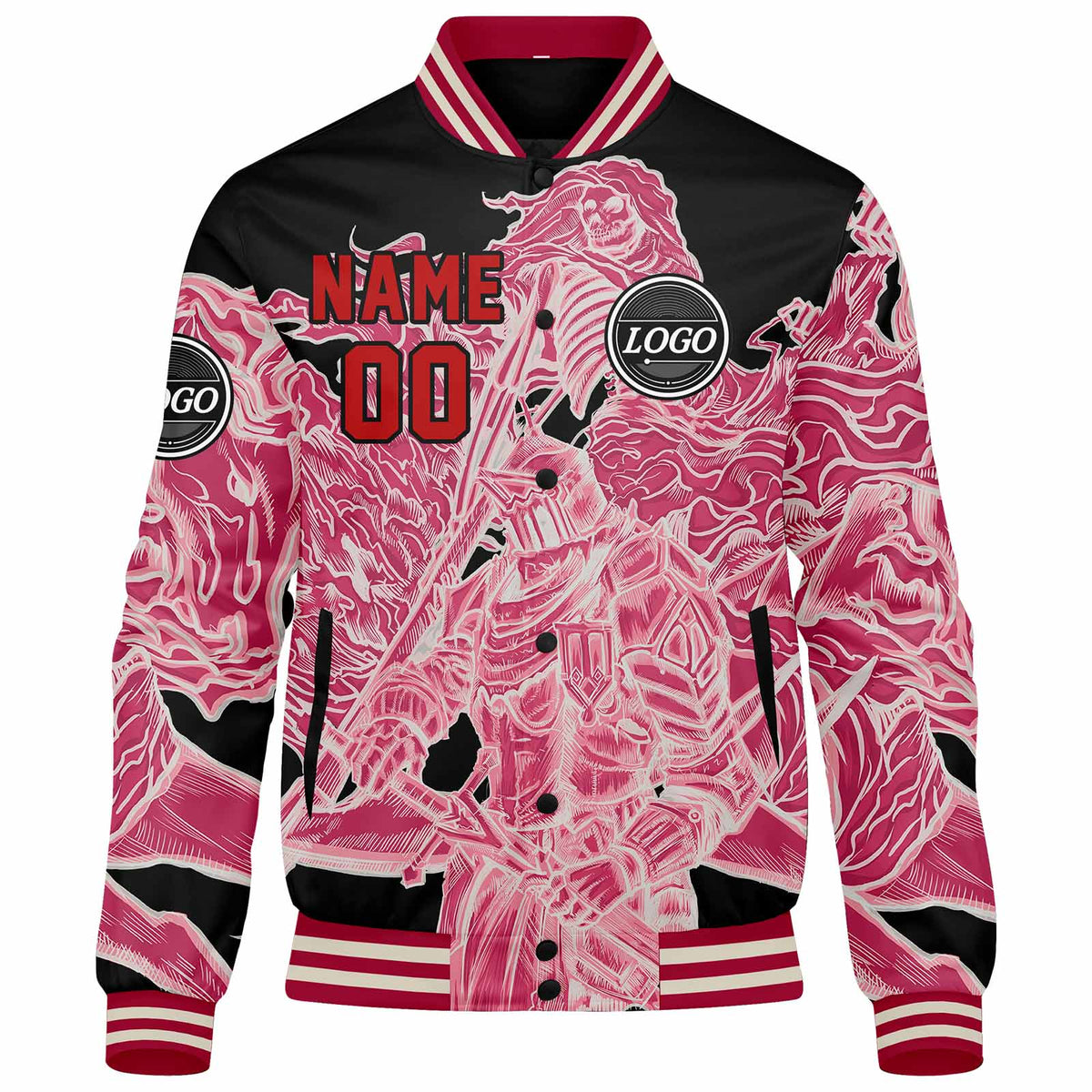 Custom Varsity Jacket Letterman jacket for Men, Women and Youth Pink enthsush