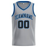 Custom Stitched Basketball Jersey for Men, Women And Kids Gray-Black-Light Blue