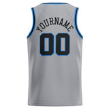 Custom Stitched Basketball Jersey for Men, Women And Kids Gray-Black-Light Blue