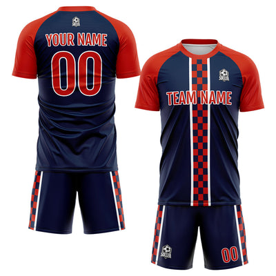 Custom Soccer Jerseys for Men Women Personalized Soccer Uniforms for Adult and Kid Red-Navy enthsush