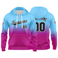 Custom Gradient Hoodie For Man Woman Girl Boy Print Your Logo Name Number Light Blue Pink Purple enthsush