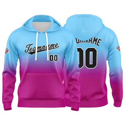 Custom Gradient Hoodie For Man Woman Girl Boy Print Your Logo Name Number Light Blue Pink Purple enthsush
