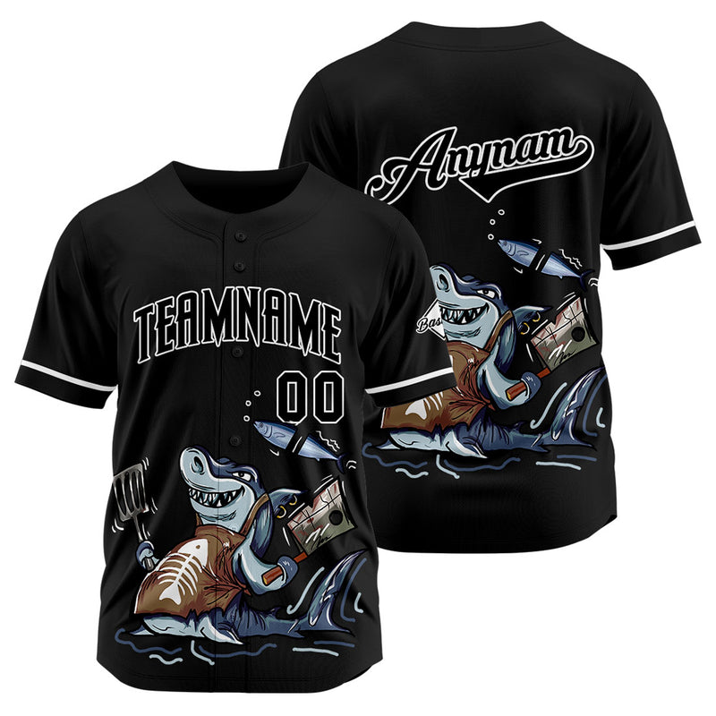 Custom Baseball Uniforms High-Quality for Adult Kids Optimized for Performance Chef Shark-Black