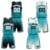 Custom Gradient Teal Reversible Basketball Suit for Adults and Kids Personalized Jersey