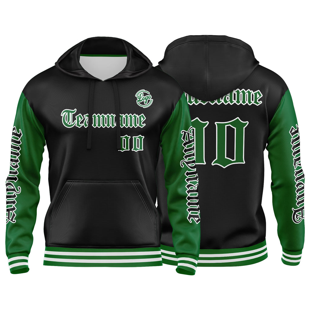 Custom Green Black Sweatshirt Hoodie For Men Women Girl Boy Print Your Logo Name Number enthsush