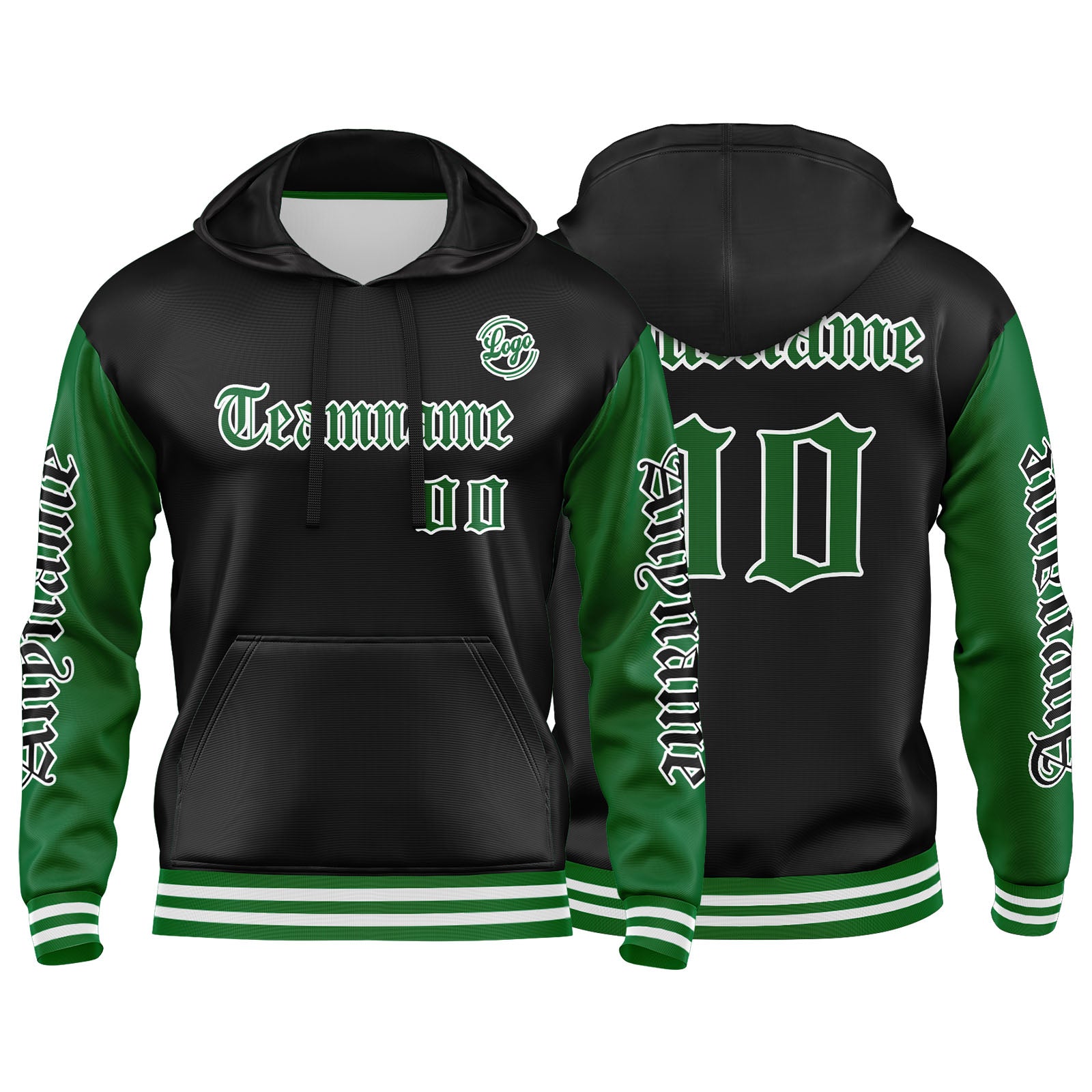 Custom Green Black Sweatshirt Hoodie For Men Women Girl Boy Print Your Logo Name Number enthsush