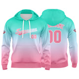 Custom Gradient Hoodie For Man Woman Girl Boy Print Your Logo Name Number Green Pale Pink