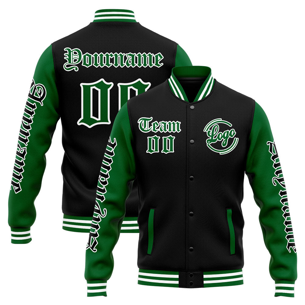 Custom Varsity Jacket Letterman jacket for Men, Women and Youth Green Black enthsush