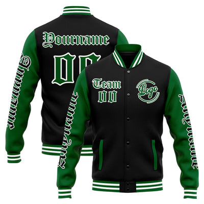 Custom Varsity Jacket Letterman jacket for Men, Women and Youth Green Black enthsush
