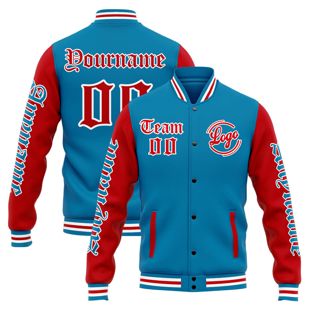 Custom Varsity Jacket Letterman jacket for Men, Women and Youth Blue Red enthsush