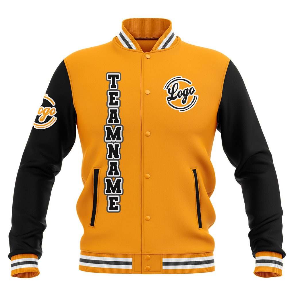 Custom Black Yellow Grey Waterproof Varsity Jackets Personalized Stitched Name Number Logo to Letterman Jackets enthsush