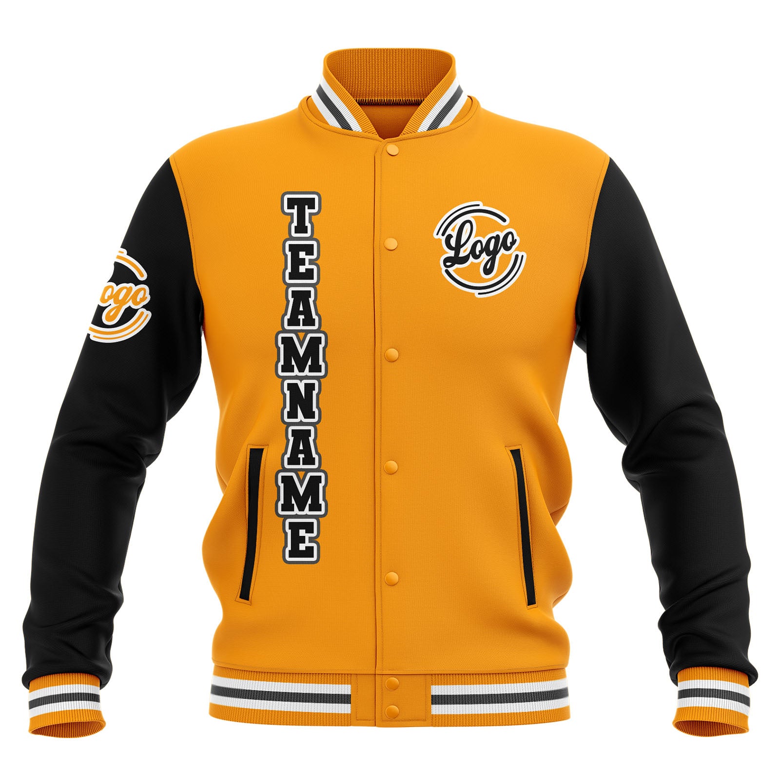 Custom Black Yellow Grey Waterproof Varsity Jackets Personalized Stitched Name Number Logo to Letterman Jackets enthsush