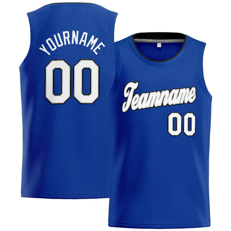 Custom Stitched Basketball Jersey for Men, Women And Kids Royal-White-Gray-Black enthsush