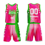 Custom Basketball Jersey Uniform Suit Printed Your Logo Name Number Rainbow-Rose-Green