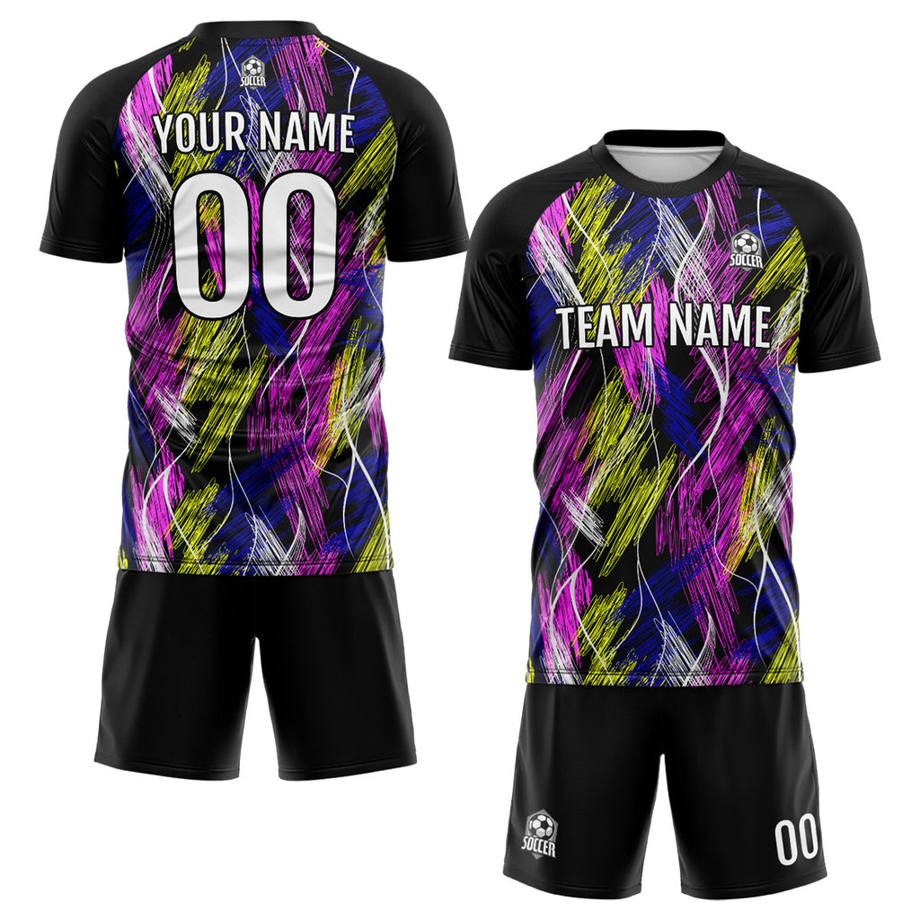 Custom Black Pink Soccer Jerseys for Men Women Personalized Soccer Uniforms for Adult and Kid enthsush