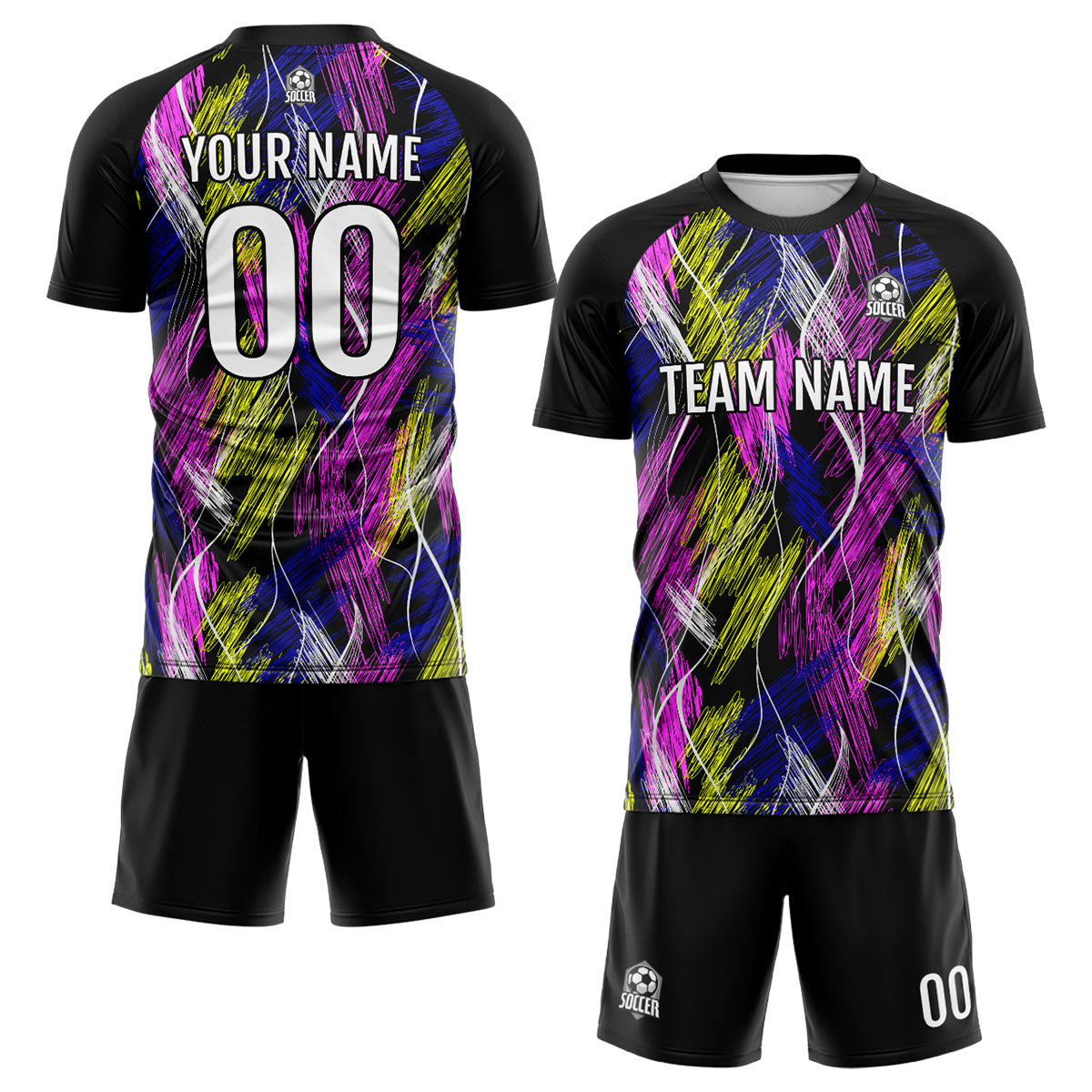 Custom Black Pink Soccer Jerseys for Men Women Personalized Soccer Uniforms for Adult and Kid enthsush
