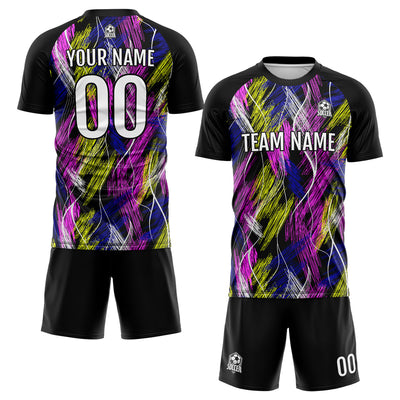Custom Black Pink Soccer Jerseys for Men Women Personalized Soccer Uniforms for Adult and Kid enthsush