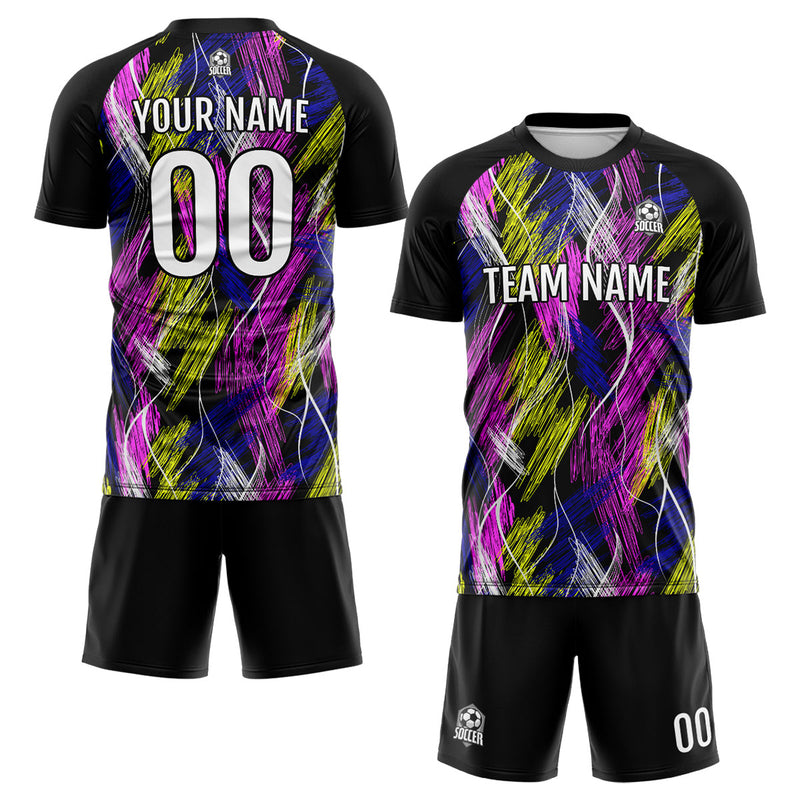 Custom Black Pink Soccer Jerseys for Men Women Personalized Soccer Uniforms for Adult and Kid