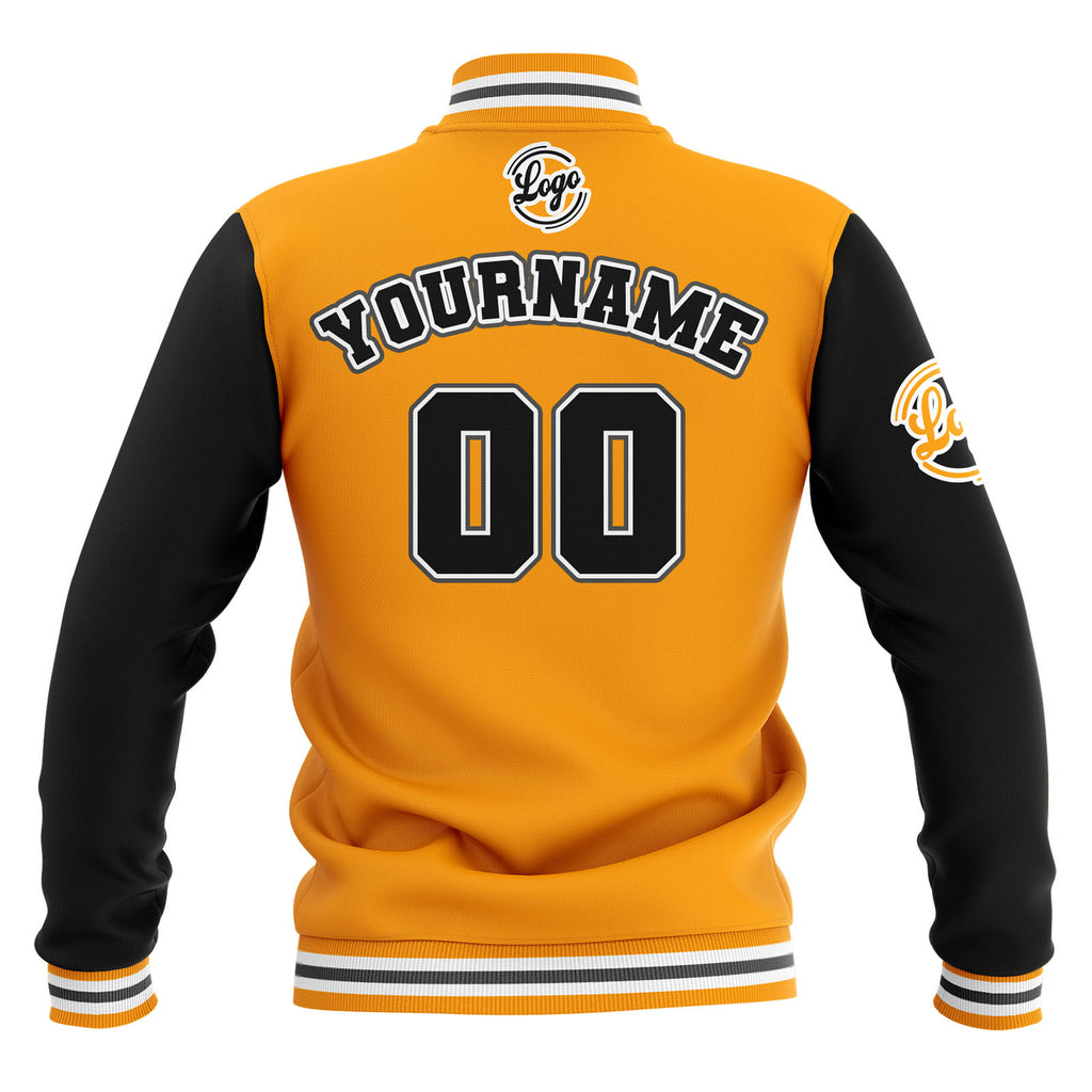 Custom Black Yellow Grey Waterproof Varsity Jackets Personalized Stitched Name Number Logo to Letterman Jackets enthsush
