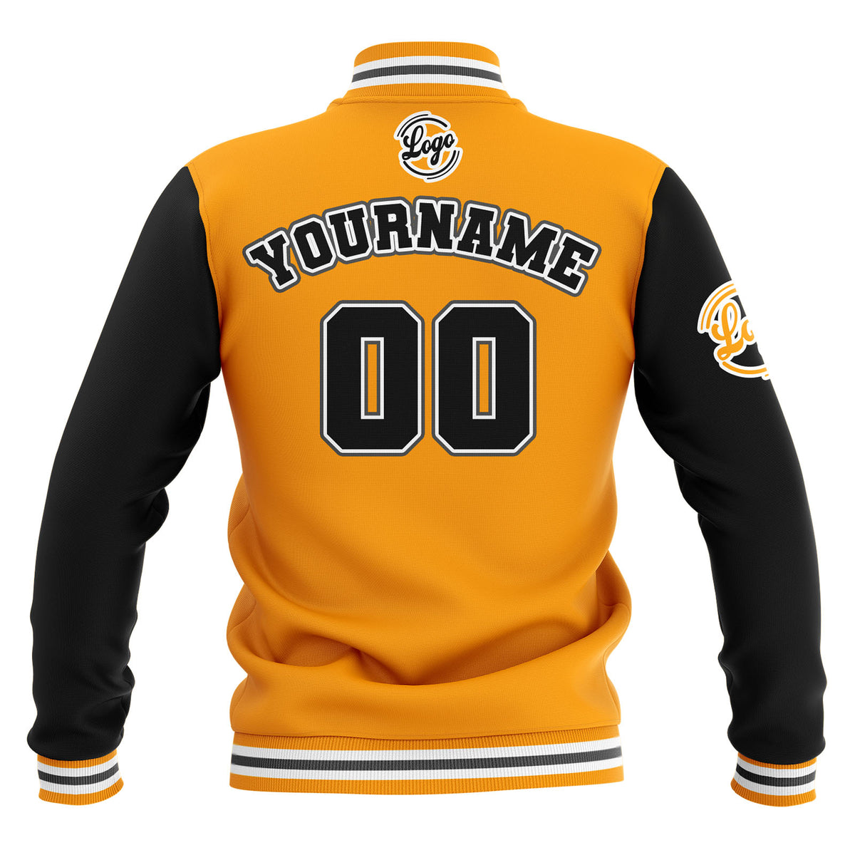 Custom Black Yellow Grey Waterproof Varsity Jackets Personalized Stitched Name Number Logo to Letterman Jackets enthsush