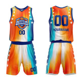 Custom Basketball Jersey Uniform Suit Printed Your Logo Name Number Rainbow-Orange-Blue