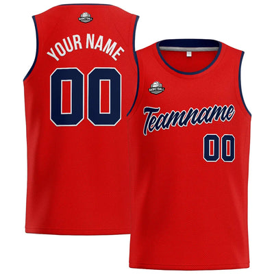 Custom Stitched Basketball Jersey for Men, Women  And Kids Red-Navy enthsush