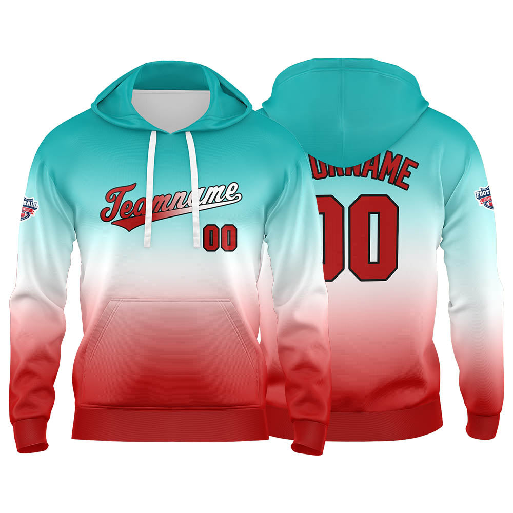 Custom Gradient Hoodie For Man Woman Girl Boy Print Your Logo Name Number White Red enthsush