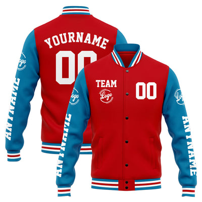 Custom Varsity Jacket Letterman jacket for Men, Women and Youth Blue Red enthsush
