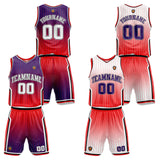 Custom Gradient Purple Red Reversible Basketball Suit for Adults and Kids Personalized Jersey