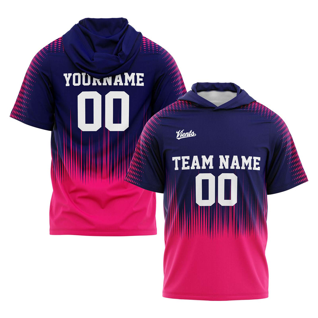 Custom Navy Pink Sleeve Hoodies for Men Women Shirts with Hoods Printed Name Logo enthsush