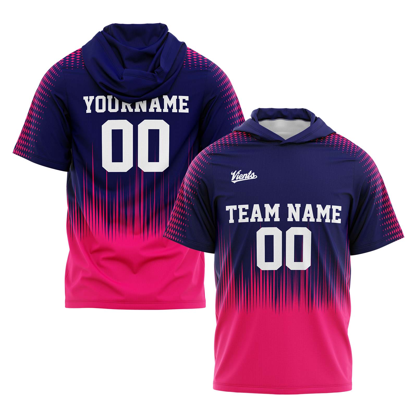 Custom Navy Pink Sleeve Hoodies for Men Women Shirts with Hoods Printed Name Logo enthsush