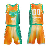 Custom Basketball Jersey Uniform Suit Printed Your Logo Name Number Rainbow-Orange-Green