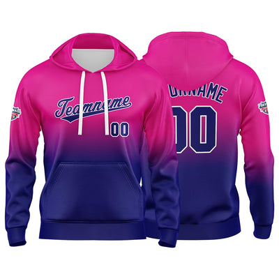 Custom Gradient Hoodie For Man Woman Girl Boy Print Your Logo Name Number Fuchsia Navy enthsush