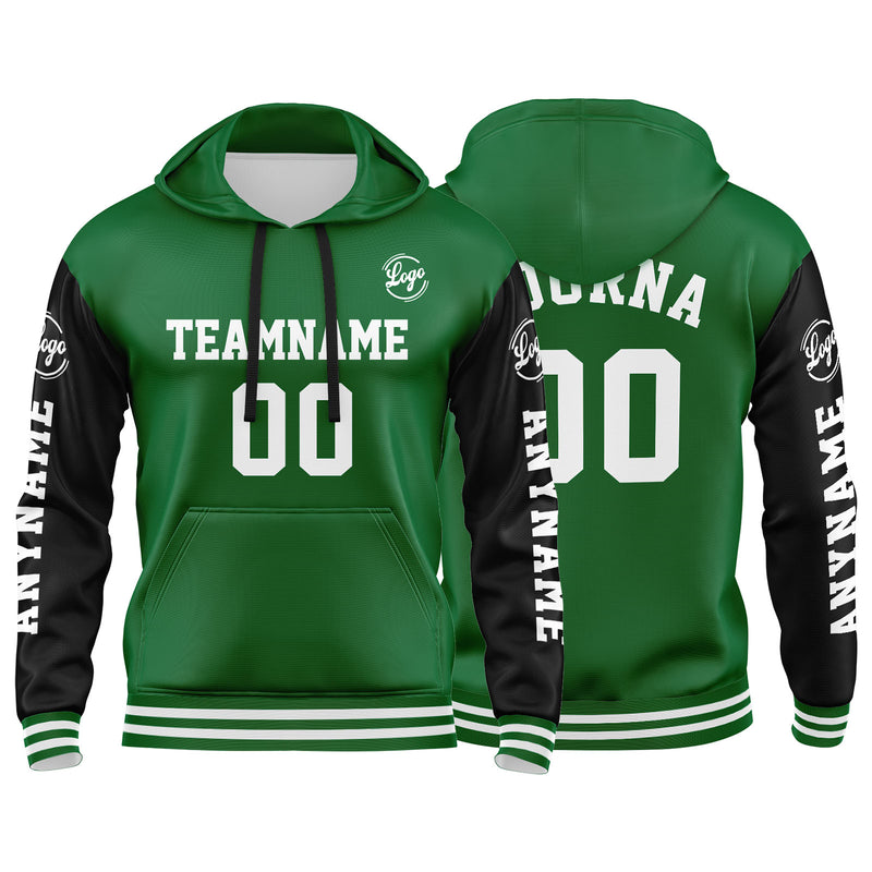 Custom Green Black Sweatshirt Hoodie For Men Women Girl Boy Print Your Logo Name Number