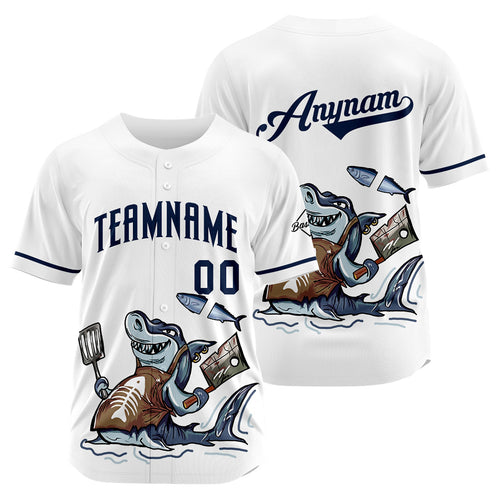 Custom Baseball Uniforms High-Quality for Adult Kids Optimized for Performance Chef Shark-White enthsush