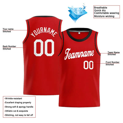 Custom Stitched Basketball Jersey for Men, Women And Kids Red-White-Black enthsush