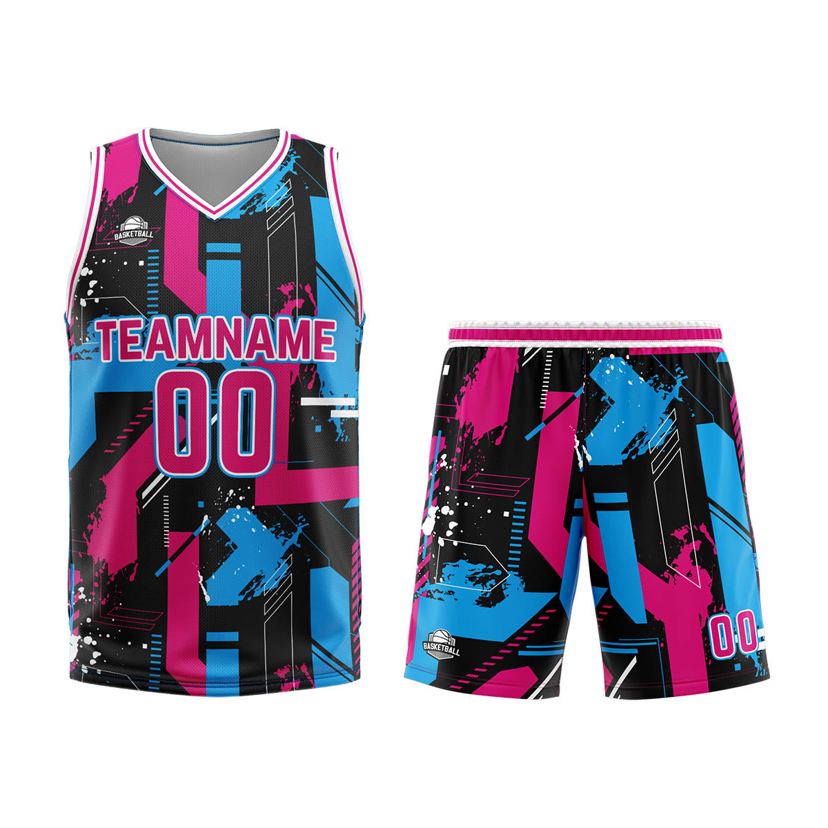 Custom Pink Light Blue Basketball Jersey Uniform Suit Printed Your Logo Name Number enthsush