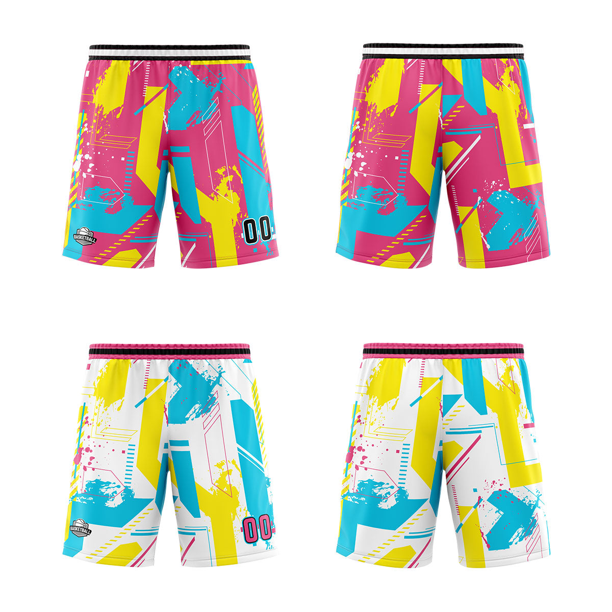 Custom Pink Yellow Reversible Basketball Suit for Adults and Kids Personalized Jersey enthsush